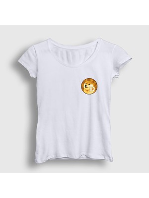 Presmono Kadın Beyaz Dogecoin Bitcoin T-Shirt