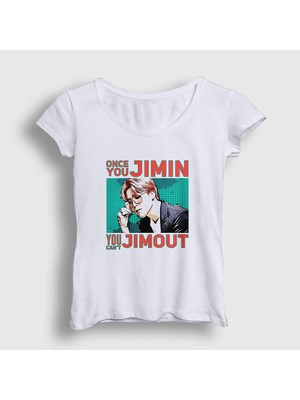 Presmono Kadın Beyaz Jimout K Pop Jimin Bts T-Shirt