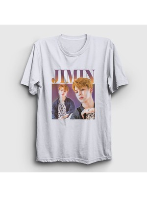 Presmono Unisex Beyaz Poster K Pop Jimin Bts T-Shirt