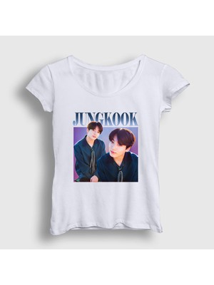 Presmono Kadın Beyaz Poster K Pop Jungkook Bts T-Shirt
