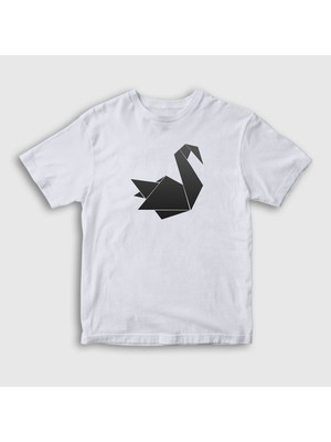 Presmono Unisex Çocuk Beyaz Origami Swan Prison Break T-Shirt