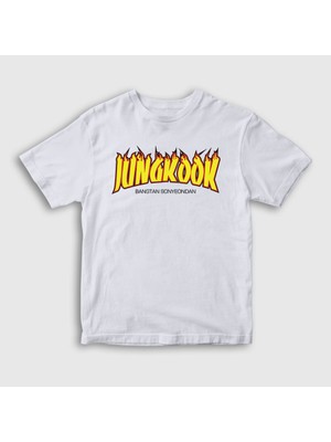 Presmono Unisex Çocuk Beyaz Thrasher K Pop Jungkook Bts T-Shirt