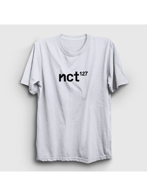 Presmono Unisex Beyaz Logo K-Pop Nct 127 T-Shirt