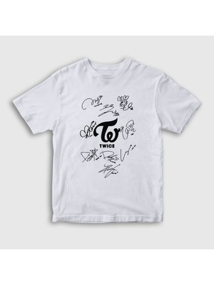 Presmono Unisex Çocuk Beyaz Signs K-Pop Twice T-Shirt