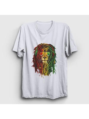 Presmono Unisex Beyaz Lion Bob Marley T-Shirt