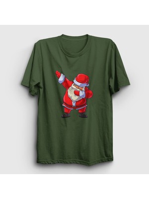 Presmono Unisex Haki Dabbing Noel Baba Santa Claus Yılbaşı T-Shirt