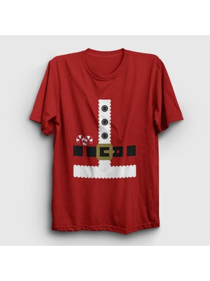 Presmono Unisex Kırmızı Kostüm Noel Baba Santa Claus Yılbaşı T-Shirt