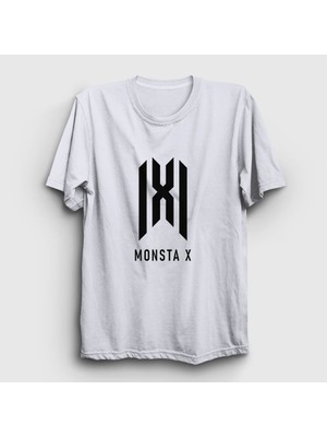 Presmono Unisex Beyaz Logo K-Pop Monsta X T-Shirt