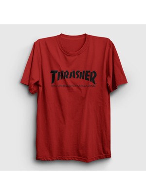 Presmono Unisex Kırmızı Logo V5 Thrasher T-Shirt