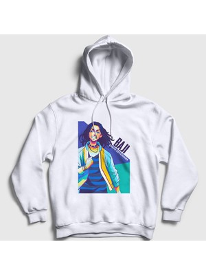 Presmono Unisex Beyaz Baji V2 Anime Tokyo Revengers Kapüşonlu Sweatshirt