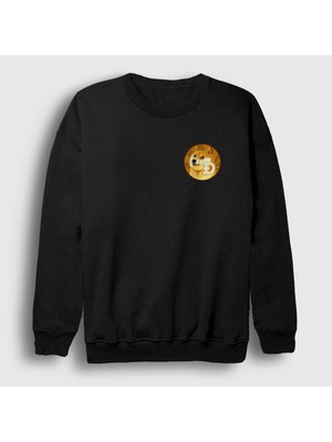 Presmono Unisex Siyah Dogecoin Bitcoin Sweatshirt