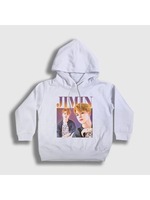 Presmono Unisex Çocuk Beyaz Poster K Pop Jimin Bts Kapüşonlu Sweatshirt