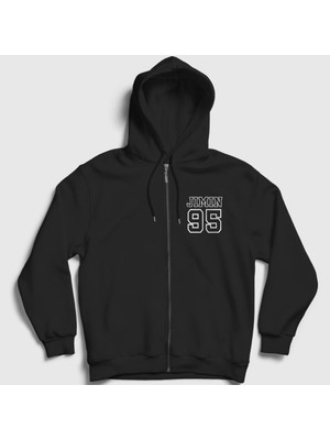 Presmono Unisex Siyah 95 K Pop Jimin Bts Fermuarlı Kapüşonlu Sweatshirt