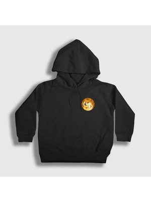 Presmono Unisex Çocuk Siyah Dogecoin Bitcoin Kapüşonlu Sweatshirt