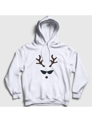 Presmono Unisex Beyaz Female Deer Yılbaşı Kapüşonlu Sweatshirt