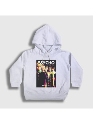 Presmono Unisex Çocuk Beyaz Psycho K-Pop Red Velvet Kapüşonlu Sweatshirt