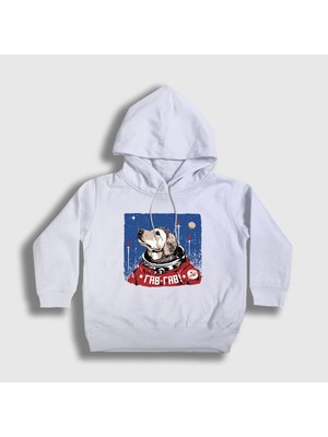 Presmono Unisex Çocuk Beyaz Gav Gav Astronaut Space Astronot Uzay Kapüşonlu Sweatshirt