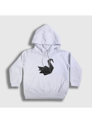 Presmono Unisex Çocuk Beyaz Origami Swan Prison Break Kapüşonlu Sweatshirt