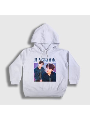 Presmono Unisex Çocuk Beyaz Poster K Pop Jungkook Bts Kapüşonlu Sweatshirt