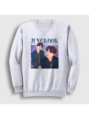 Presmono Unisex Beyaz Poster K Pop Jungkook Bts Sweatshirt