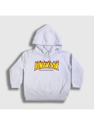 Presmono Unisex Çocuk Beyaz Thrasher K Pop Jungkook Bts Kapüşonlu Sweatshirt