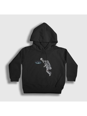 Presmono Unisex Çocuk Siyah Basketball Astronaut Space Astronot Uzay Kapüşonlu Sweatshirt