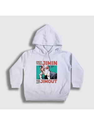 Presmono Unisex Çocuk Beyaz Jimout K Pop Jimin Bts Kapüşonlu Sweatshirt