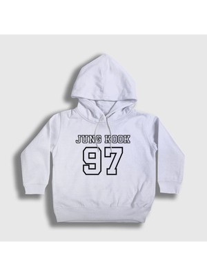 Presmono Unisex Çocuk Beyaz 97 K Pop Jungkook Bts Kapüşonlu Sweatshirt