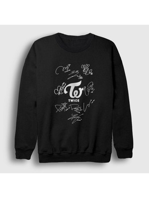 Presmono Unisex Siyah Signs K-Pop Twice Sweatshirt