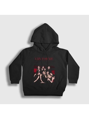 Presmono Unisex Çocuk Siyah Cry For Me K-Pop Twice Kapüşonlu Sweatshirt