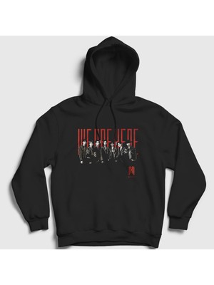 Presmono Unisex Siyah We Are Here K-Pop Monsta X Kapüşonlu Sweatshirt