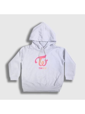 Presmono Unisex Çocuk Beyaz Logo V3 K-Pop Twice Kapüşonlu Sweatshirt