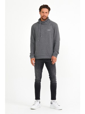 Superlife Süperlife Dökümlü Şal Yaka Brooklyn Baskılı Sweat SPR22SW143