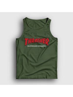 Presmono Unisex Haki Logo V3 Thrasher Atlet