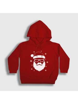 Presmono Unisex Çocuk Kırmızı Noel Baba Santa Claus Yılbaşı Kapüşonlu Sweatshirt