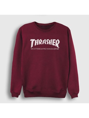 Presmono Unisex Bordo Logo V5 Thrasher Sweatshirt