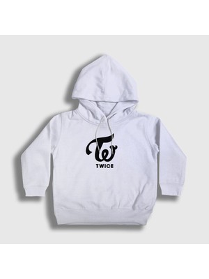 Presmono Unisex Çocuk Beyaz Logo V2 K-Pop Twice Kapüşonlu Sweatshirt