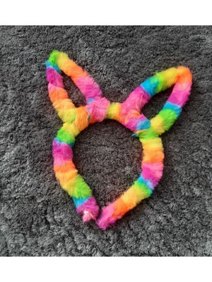 Trend Republic Rengarenk Peluş Tavşan Kulaklı Taç Yılbaşı Kız Çocuk