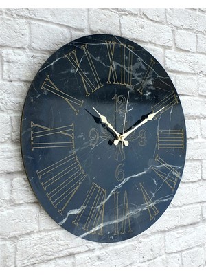 Markakanvas Mermer Desenli ,çizgi Rakamlı Duvar Saati Çap 50 cm