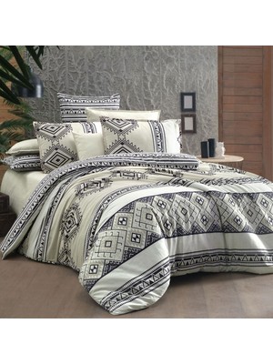 Sarev Runa Fancy Poplin Nevresim Takımı Çift Kişilik Bej