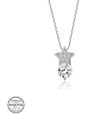 Gumush Swarovski Taşlı Gümüş Yıldız Tektaş Kadın Kolye