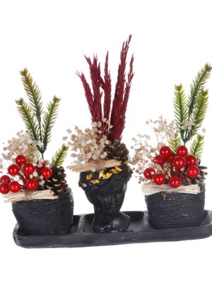 Kibrithane Çiçek Yapay Çiçek 3lü Helen Saksı Kuru Çiçek Kokina Aranjman KC00200979