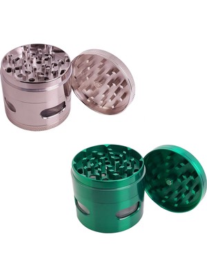 Falconetti Pencereli 63 mm Çelik Grinder Herbal Parçalayıcı 4 Parça ve Elekli Kullanım