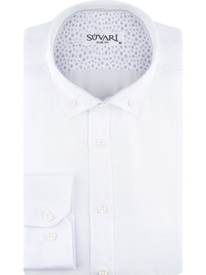 Süvari Dar Kesim Oxford Uzun Kol Beyaz Gömlek