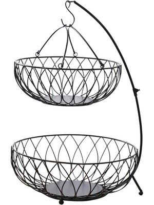 B Baosity Çok Amaçlı Demir Meyve Sepeti Ekran Sepeti Mutfak Partisi Dekorasyon Için Siyah Siyah B (Yurt Dışından)