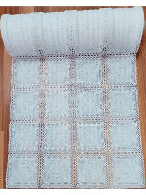 Style Dantel Pvc Raf Dolap Çekmece Örtüsü / Eni 50CM x 5 M -- Dantel Beyaz Çiçek O5 ÇİÇEK456