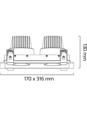 Goya GY-3042-30 2X28W Cob Ledli Mağaza Armatürü Siyah Kasa Beyaz Işık Rengi