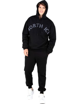 North Ice Ni202140536 Bisiklet Yaka Normal Düz Siyah Erkek Sweatshirt