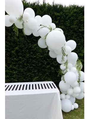 Bal10 Dünyası Beyaz Pastel Zincir Balon Seti 100 Adet + 5 mt Balon Zinciri