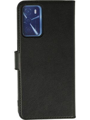 Nevarium Oppo A16 Kılıf Kapaklı Cüzdan Standlı Deri  - Siyah